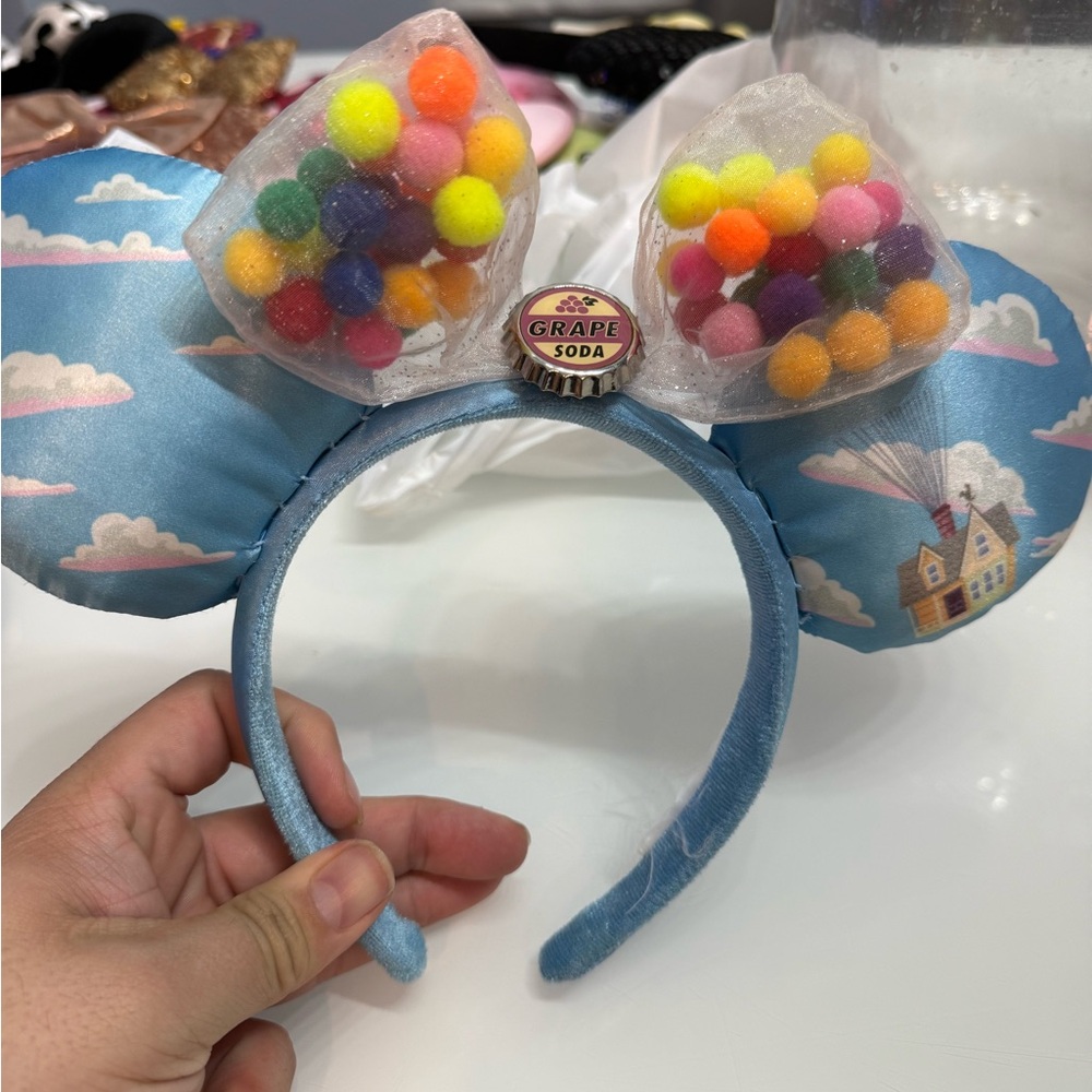 Disney Parks Disneyland UP Grape Soda Cap Balloons Minnie Mouse Ears Headband
